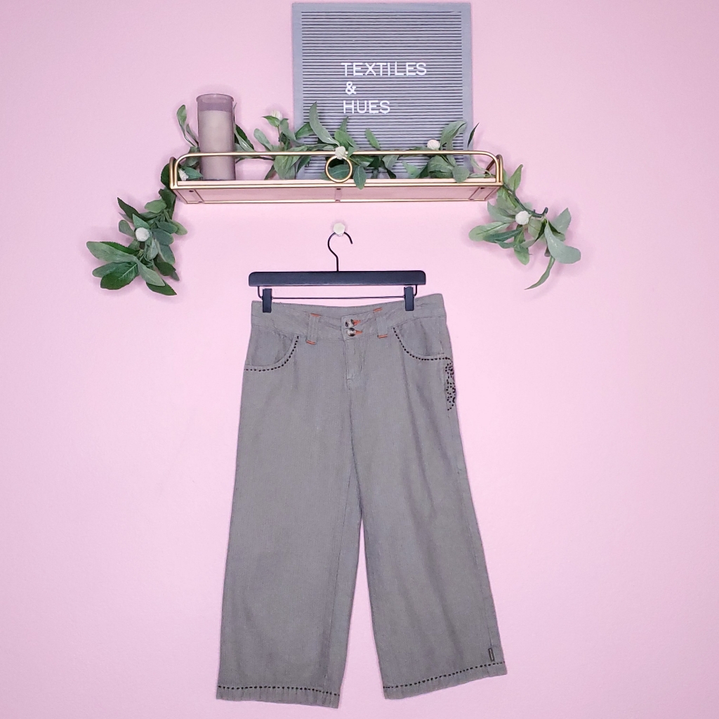 Prana Wide Leg Green & Orange Cropped Pants